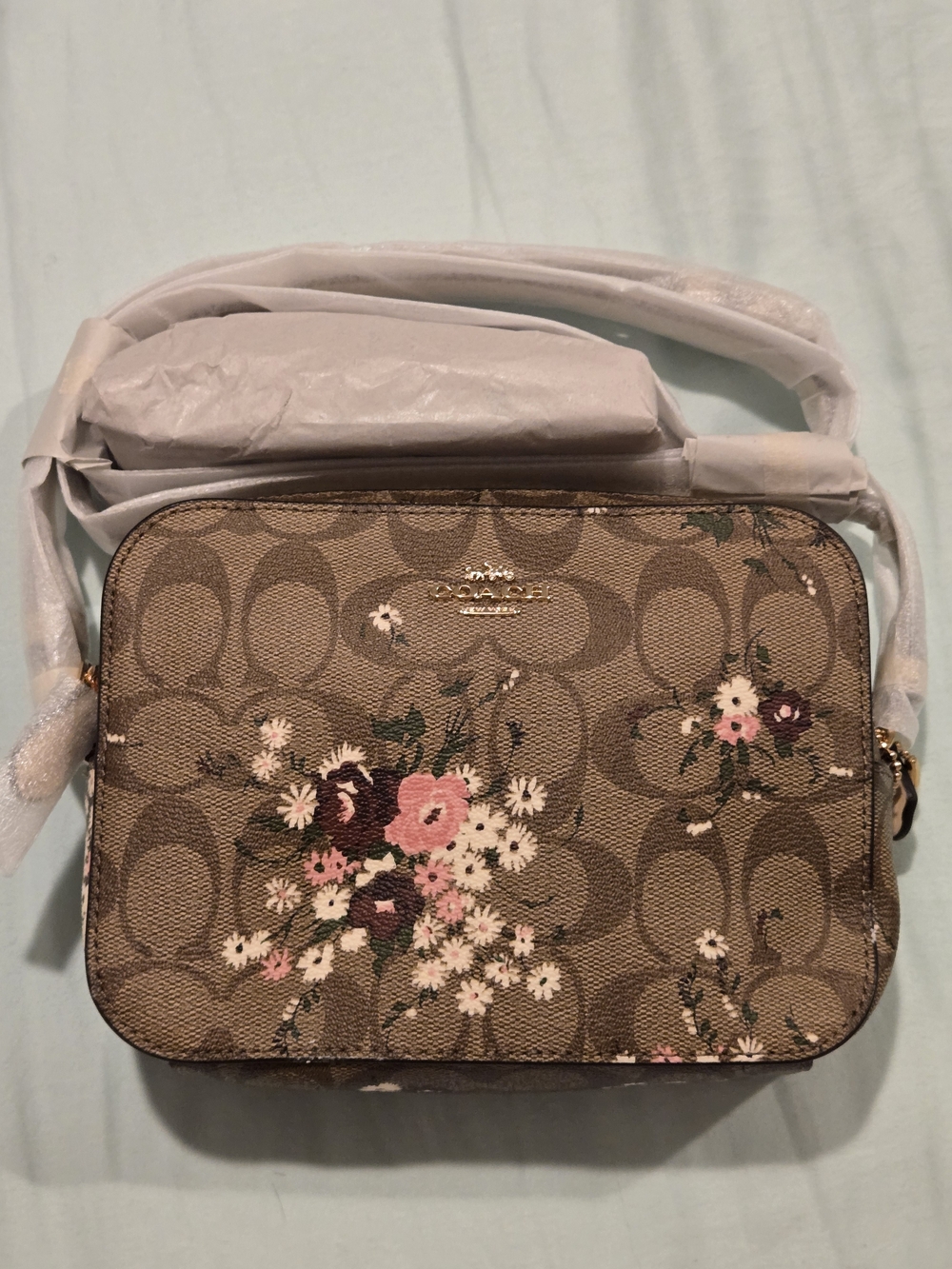 Coach Mini Camera Crossbody Bag with Floral Print